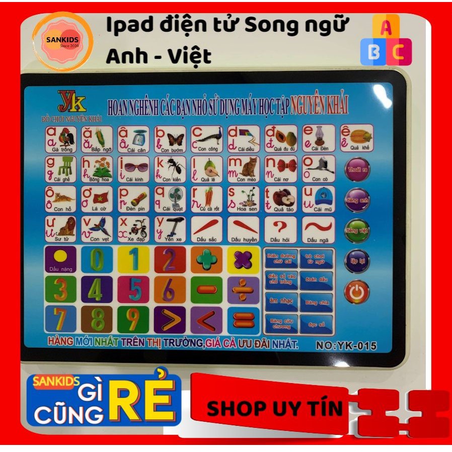 Ipad chữ cái tiếng việt, tiếng anh - bảng chữ cái điện tử song ngữ cho bé kèm số và phép tính