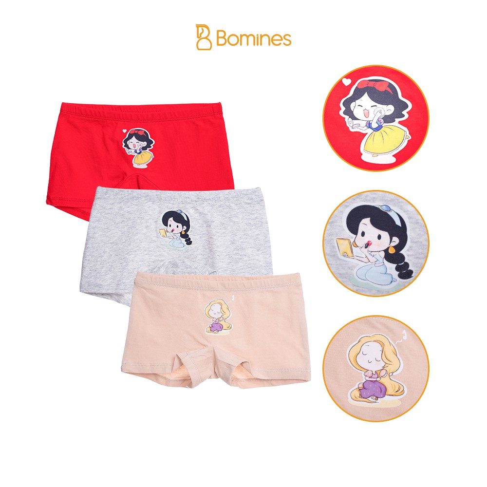 Set 3 quần chip đùi bé gái BOMINES vải cotton thoáng mát