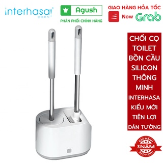 Chổi cọ toilet bồn cầu silicon thông minh INTERHASA cây bàn chải dụng cụ chà kiểu mới siêu tiện lợi dán tường đa năng