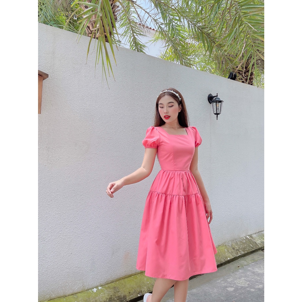 Đầm xòe Destiny C634 tay phồng bo chun trẻ trung Cin House