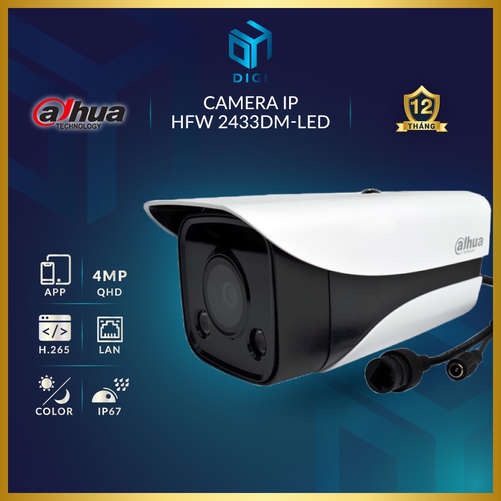 Camera IP 4MP Dahua HFW 2433DM-LED (Màu Sắc Ban Đêm)