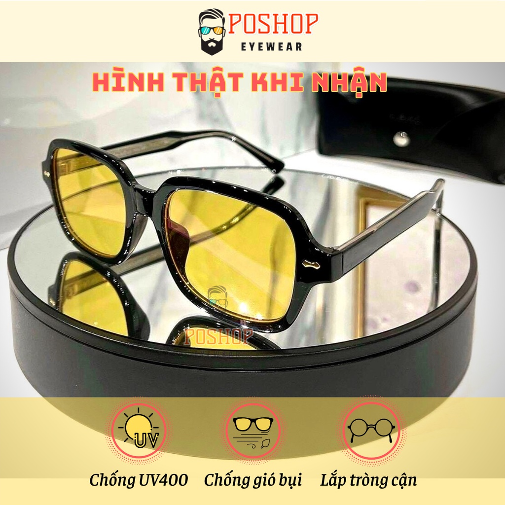 Mắt kính mát râm nam nữ POSHOP chống UV400 thiết kế Hàn Quốc mắt vuông dễ đeo màu sắc thời trang ST01