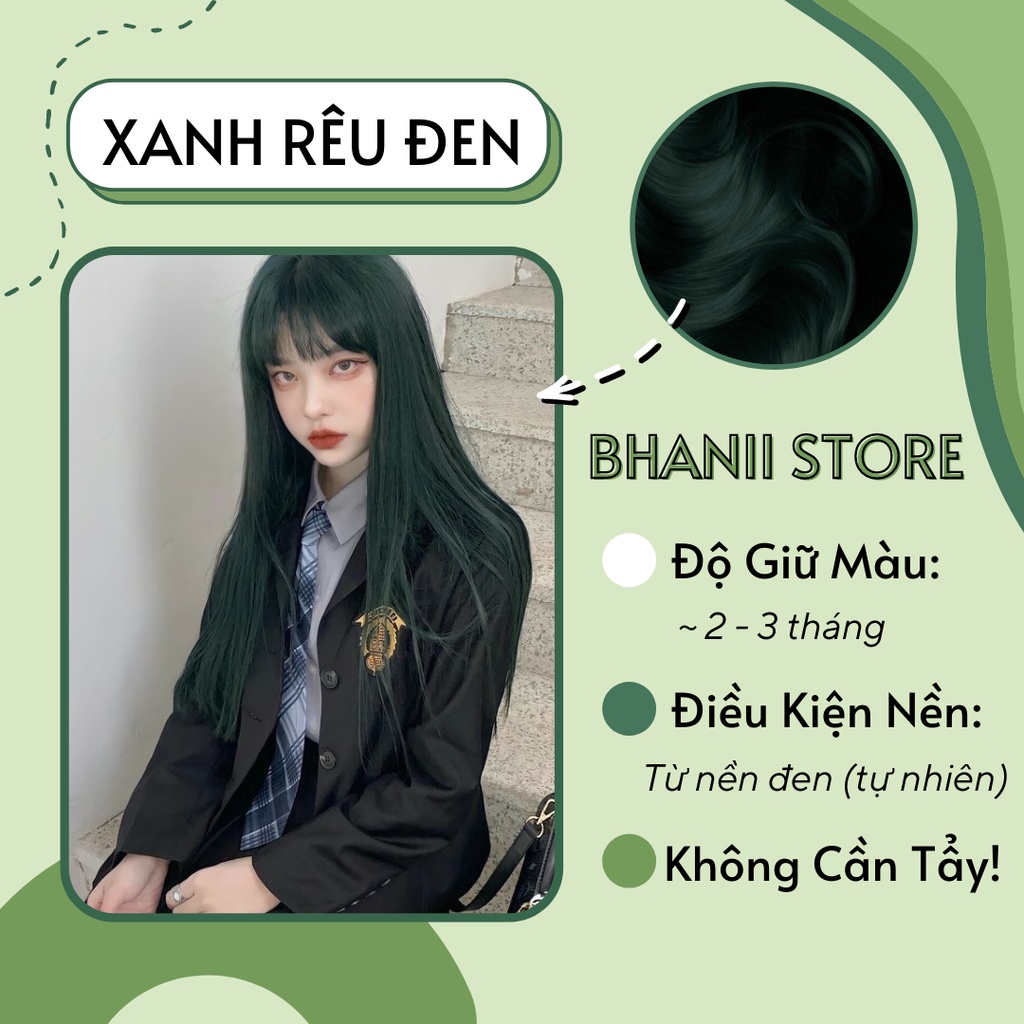 Thuốc nhuộm tóc Xanh Rêu Đen KHÔNG TẨY bhanii store