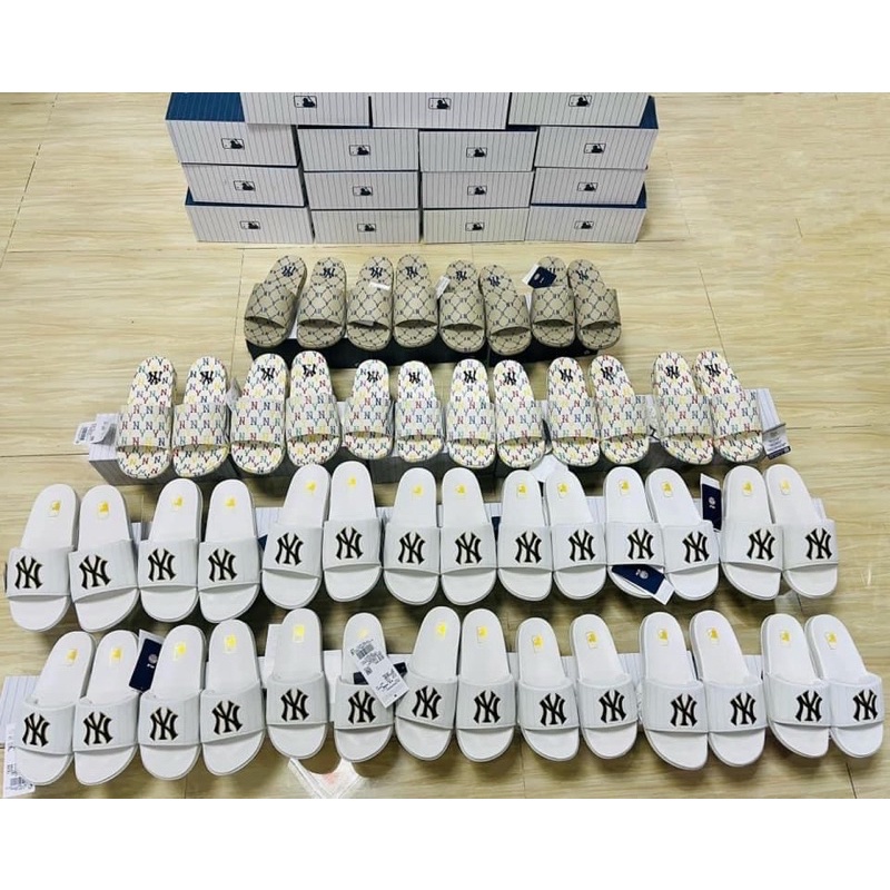 Dép MLB Mound New York Yankees 3Alpad323-50Whs Màu Trắng - Đen DT Sneakers
