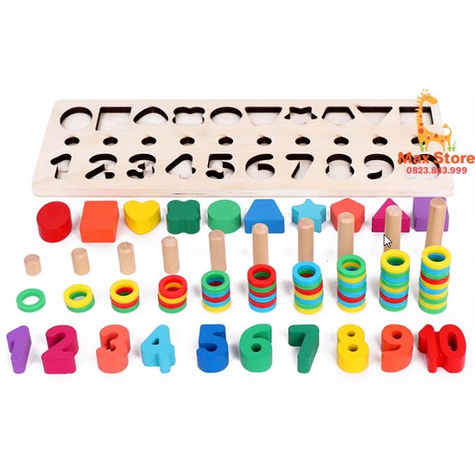 ĐỒ CHƠI GỖ MONTESSORI SỐ ĐẾM 3 Dòng 3in1