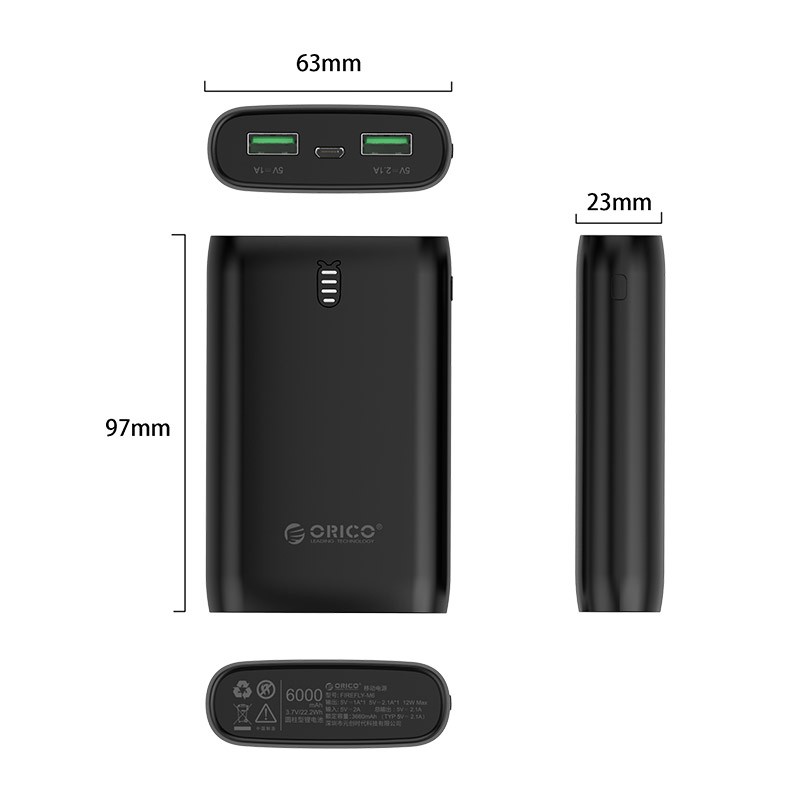 SẠC DỰ PHÒNG ORICO FIREFLY M6 – 6000 mAH - Phân phối chính hãng