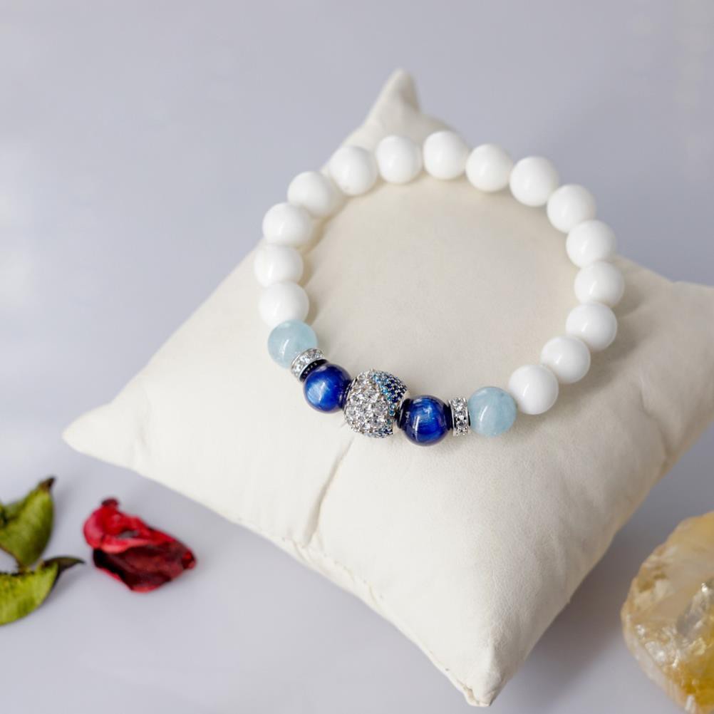 Vòng tay nữ N.Voi 8mm Charm + Kyanite - Vòng tay phong thủy đem lại may mắn, tăng quyền uy cho người đeo