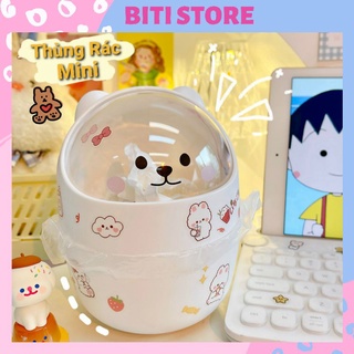 [5 Màu] Thùng Rác Mini Để Bàn [Không Có Sticker]Đựng Đồ Đa Năng Hình Dáng Con Vật Dễ Thương BiTi Store