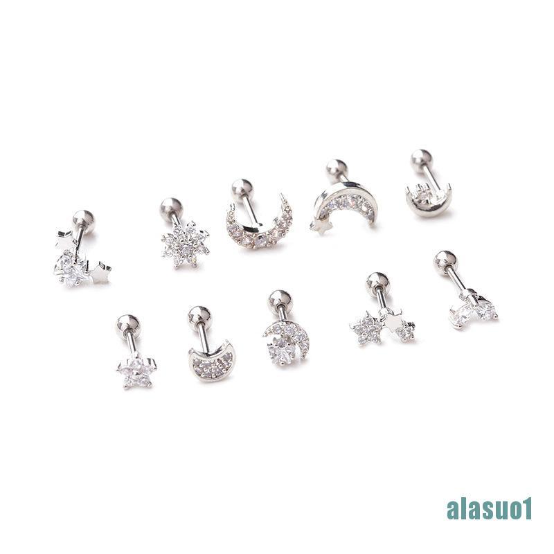 1 Bông Tai Hình Mặt Trăng Đính Đá