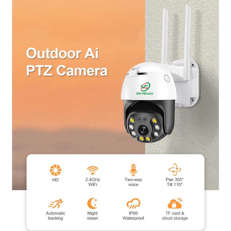 Camera WIFI Ngoài trời Carecam 20HS300 PTZ 3.0MP (2K), đàm thoại 2 chiều, Xoay 360 độ, Quay đêm có màu (Thẻ Tùy chọn)