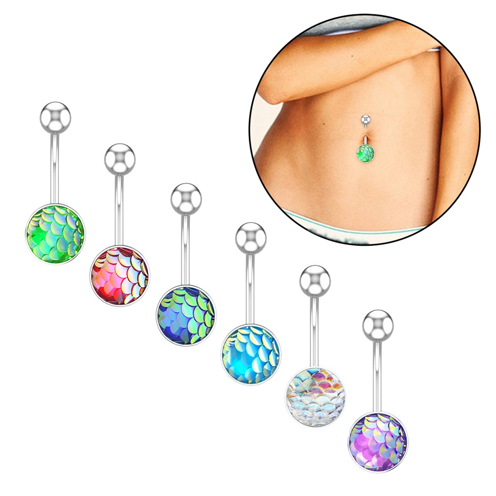 Khuyên Rốn Họa Tiết Vảy Cá Nhiều Màu Sắc Thời Trang