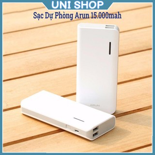 Pin Sạc Dự Phòng Arun 15000 Mah chính hãng, Có Đèn Báo Hiệu % Pin - Uni Shop