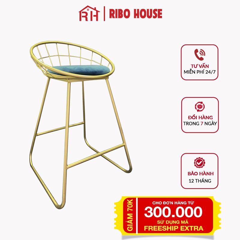 Ghế quầy Bar RIBO HOUSE cho phòng khách lễ tân chụp ảnh, cửa hàng spa, để phòng ngủ phong cách hiện đại RIBO58