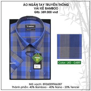 Áo Sơ Mi Ngắn Tay Caro Vải Bamboo Vạt Ngang Form Regular Vĩnh Tiến 389