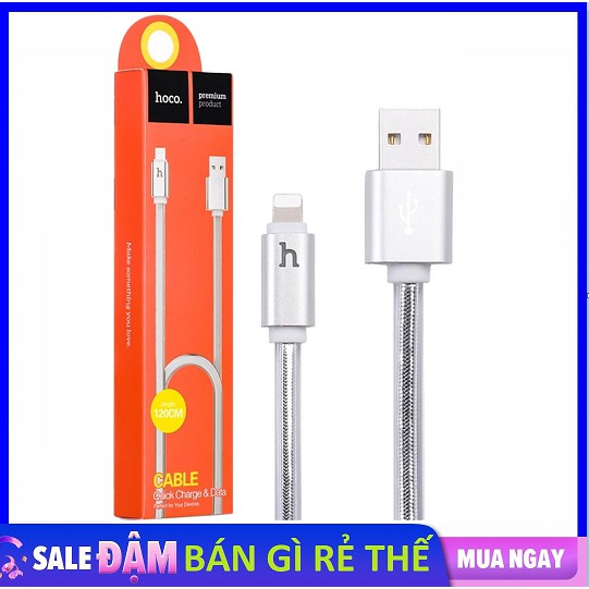 Dây sạc iPhone Hoco UPL12 dài 1.2m và 2m có đèn led báo hiệu