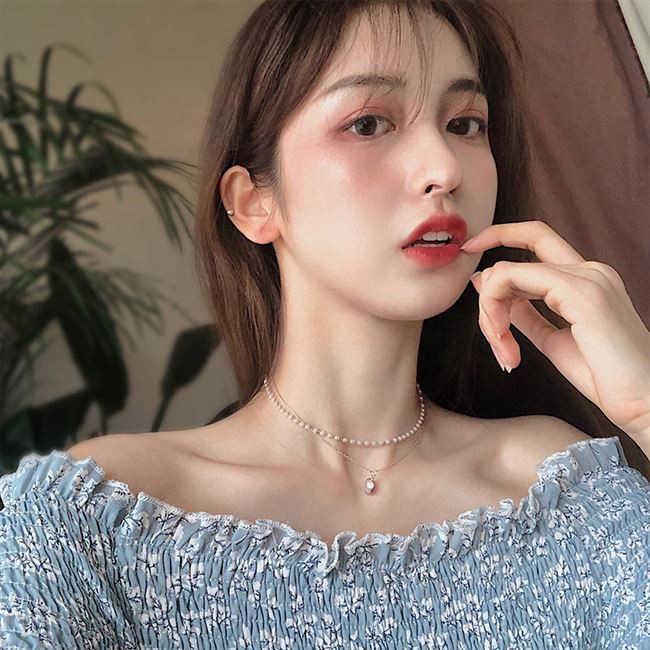 Korean Double-layer Pearl Personality Simple Women Necklace Fashion Elegant Girls Accessories