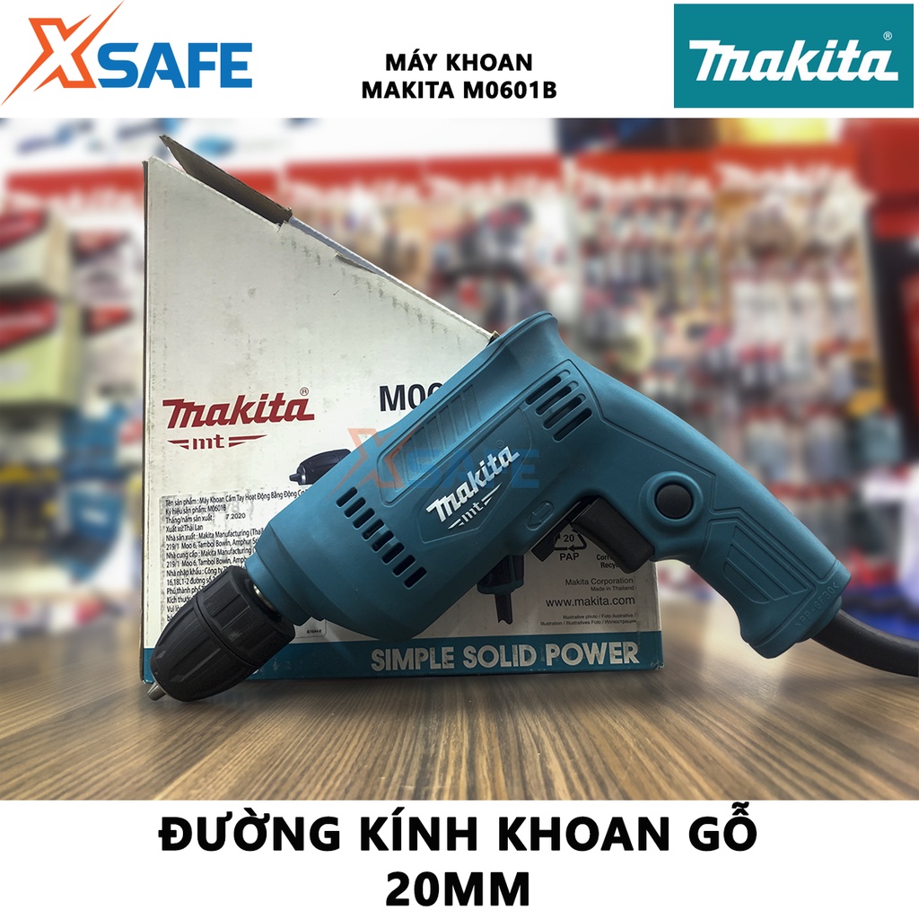 Máy khoan MAKITA M0601B 10mm Máy khoan cầm tay công suất 350W tốc độ không tải 0-3000v/p, dùng khoan thép, gỗ - [XSAFE]
