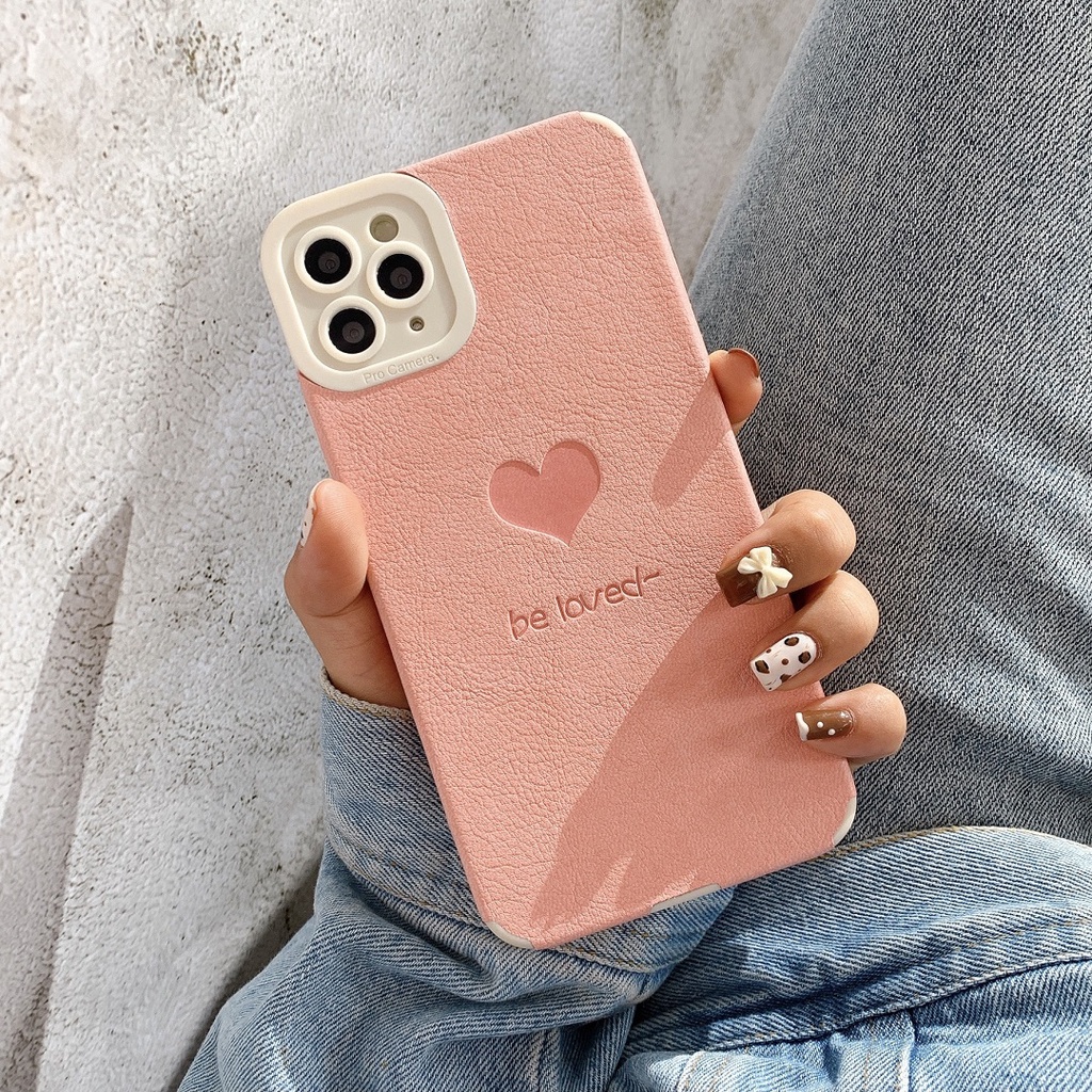 Ốp Lưng Da Sọc Nổi Bảo Vệ Camera Be Loved - DSN424