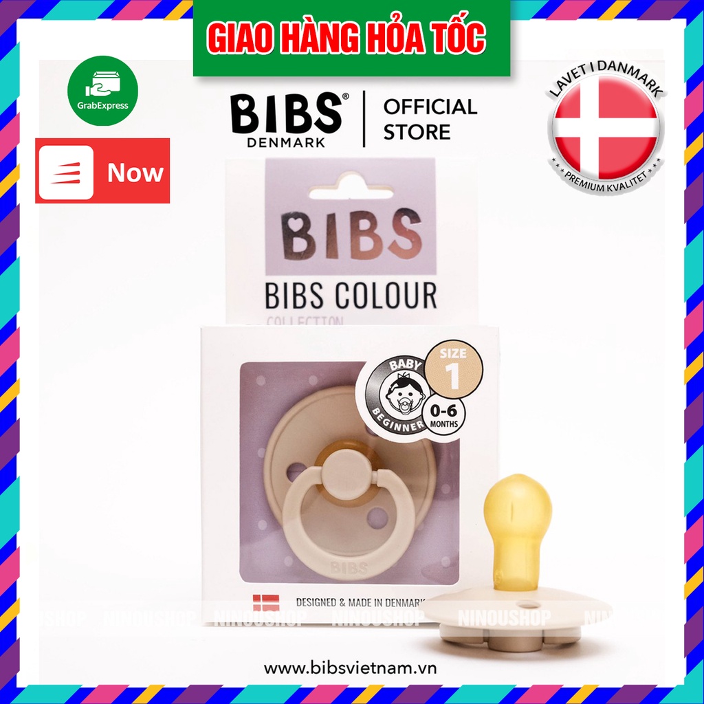 [Cao Su Non+DẠ QUANG] Ti giả (ngậm) BIBS COLOUR chính hãng nhập khẩu Đan Mạch, cao su non không mùi tặng kèm nắp trứng