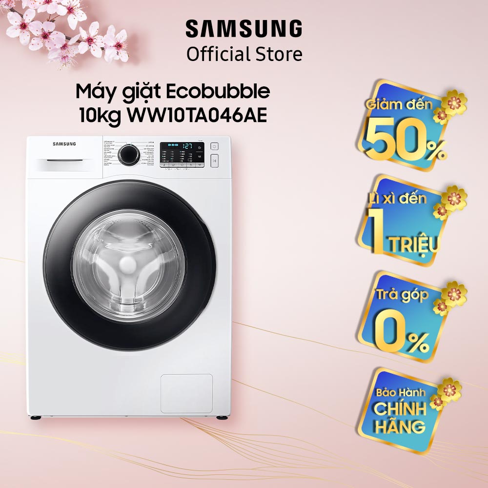 [Mã ELBAU7 giảm 7% đơn 5TR] Miễn phí công lắp đặt_Máy giặt Samsung Ecobubble 10kg (WW10TA046AE))