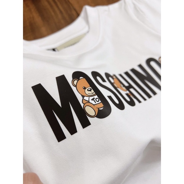 Áo thun tay lỡ Moschino bear cho bé ,áo thun unisex , chất liệu cotton , Kid_genZ