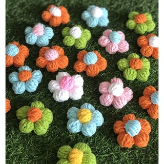 Hoalen-pin cài 4cm/6cm | hoa bằng len - hoa len trang trí áo /nón / túi - ghim cài