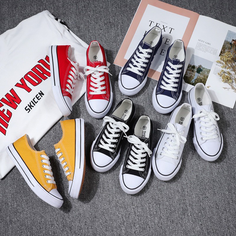 Giày Thể Thao Cổ Thấp Màu Vàng, Màu Đỏ Unisex Nam Nữ