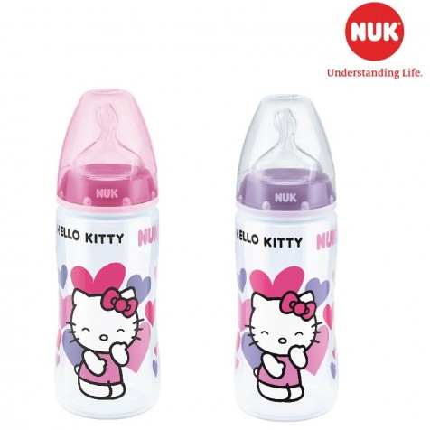 Bình sữa NUK Hello Kitty Premium choice+ nhựa PP cao cấp núm ti chỉnh nha 150ml, 300ml