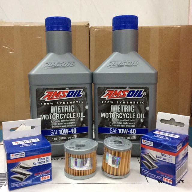 Combo Amsoil Metric 10W-40 + Lọc Nhớt Suzuki Indonesia To/Nhỏ