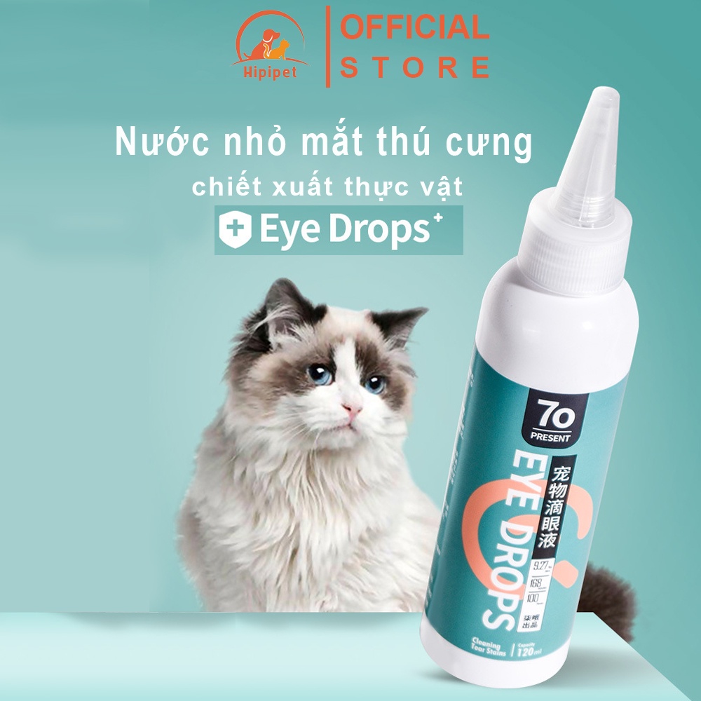 Nước nhỏ mắt cho chó mèo Hipipet Eye Drops chiết xuất từ thực vât an toàn thú cưng -120ml
