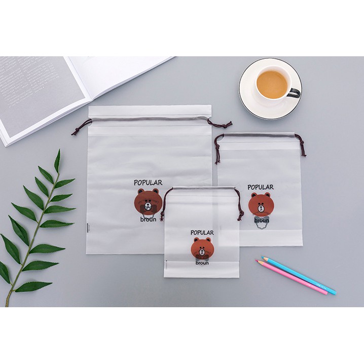 Túi dây rút đựng dép son môi gấu Brown