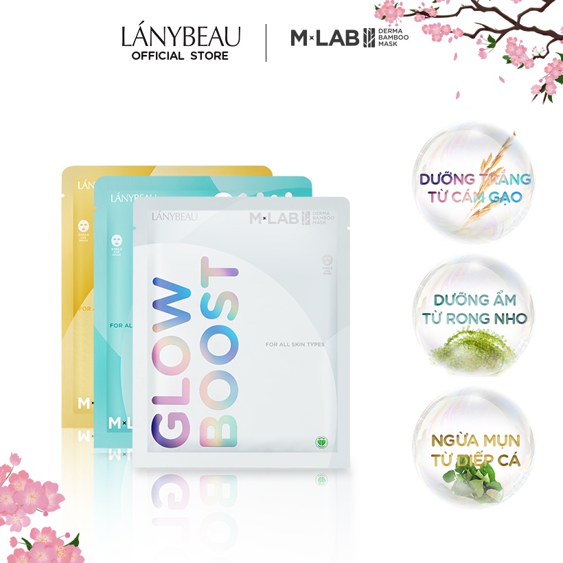 Combo 3 miếng mặt nạ dưỡng da trắng sáng + dưỡng ẩm + ngừa mụn LÁNYBEAU M-Lab Derma Bamboo.