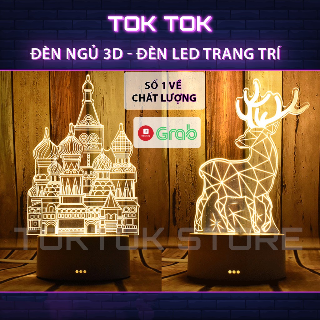 [Mã LIFE10K15 giảm 10K đơn 20K] Đèn ngủ 3D trang trí độc đáo, Đèn trang trí deco hiện đại tinh tế chất lượng tốt.