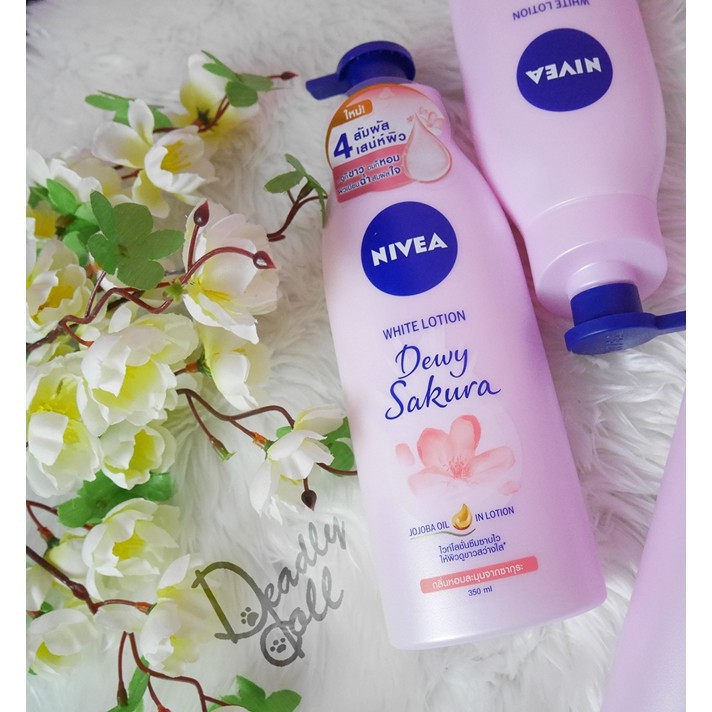 Sữa Dưỡng Thể Nivea Lotion Dewy Sakura & Oil Dưỡng Trắng Từ Dầu Jojoba 350ml