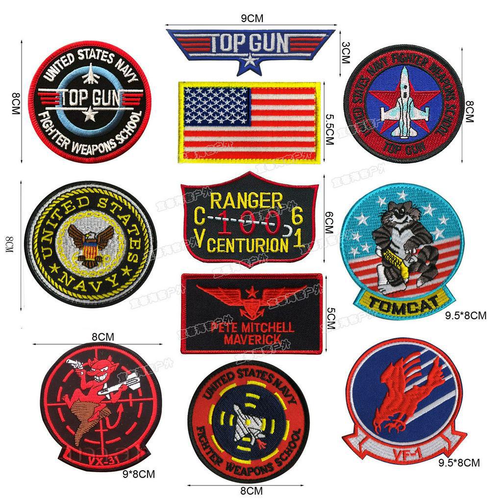 Bộ 2 Miếng Dán 3D Trang Trí Cánh Tay Áo In Chữ Aviation Pilot TOP GUN Zhuangzhi Lingyun