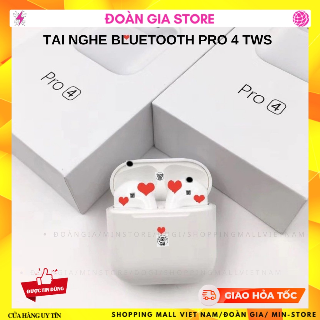 Tai nghe không dây thời trang Pro 4 TWS Bluetooth 5.0 đời 2021, chip Jerry 6895S, Đổi Tên, chống nước