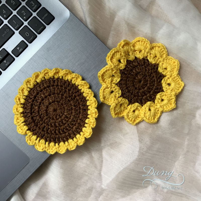 ĐẾ LÓT LY/CỐC/BÌNH HOA HƯỚNG DƯƠNG HANDMADE