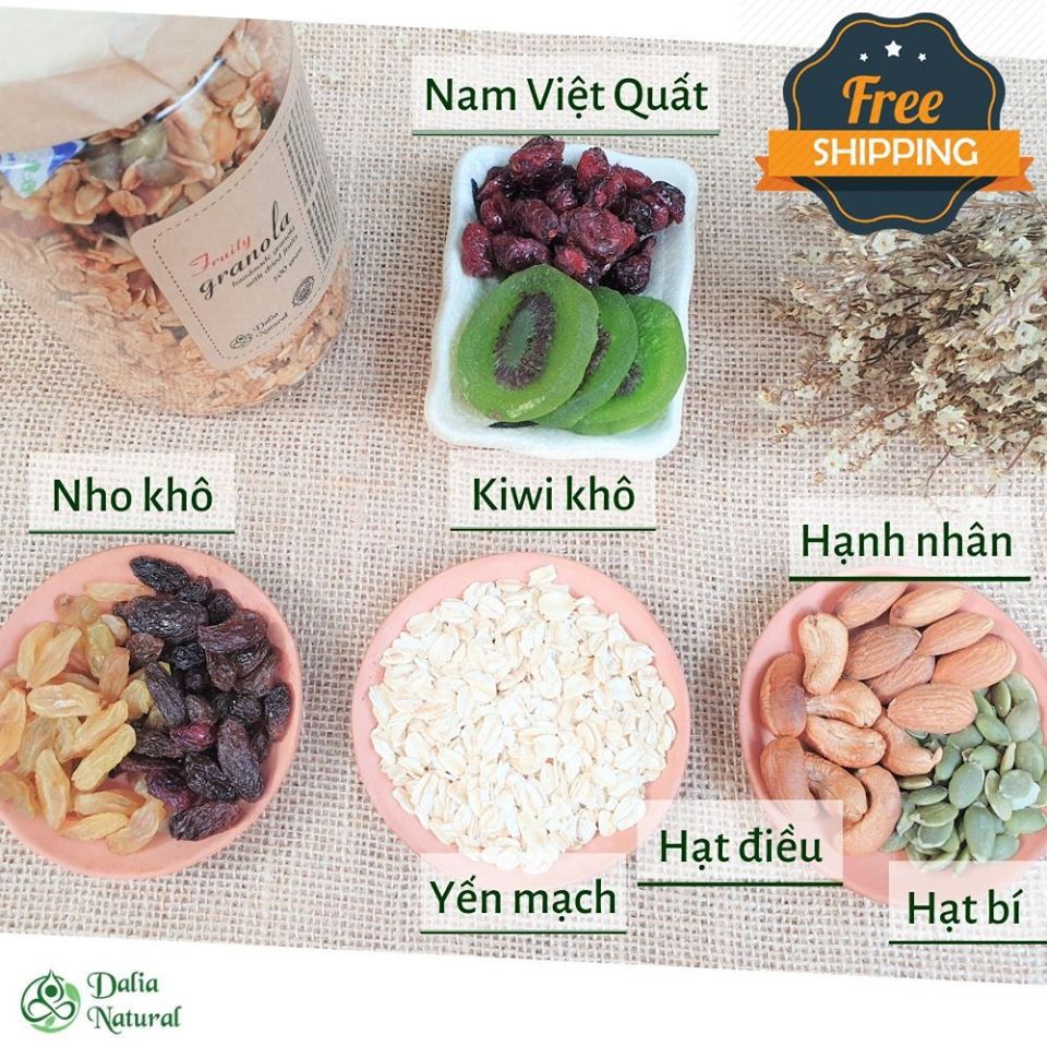 [Tặng 95k] Granola ngũ cốc ăn liền nguyên hạt(Ăn Sáng - Ăn Kiên - Bữa Phụ) [+] FREE Bột Cacao Nguyến Chất 100% Indonesia