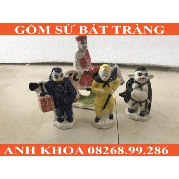 Bộ tượng 4 thầy trò đường tăng size lớn - Gốm sứ Bát Tràng Anh Khoa