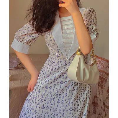 Đầm tay lỡ in họa tiết hoa phong cách xinh xắn thời trang dành cho nữ
