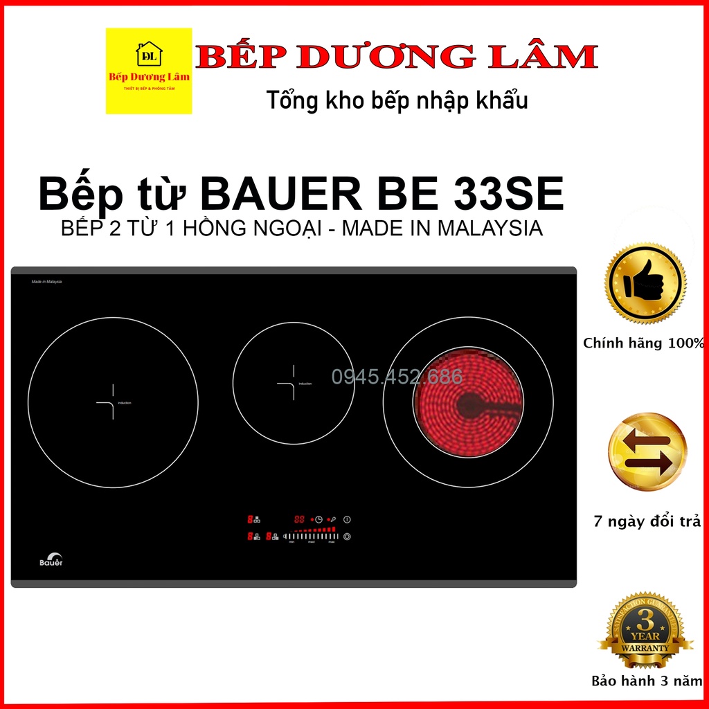 Bếp từ Bauer BE 33SE Bếp từ ba - Tặng hút mùi CAO CẤP -  nhập khẩu malaysia