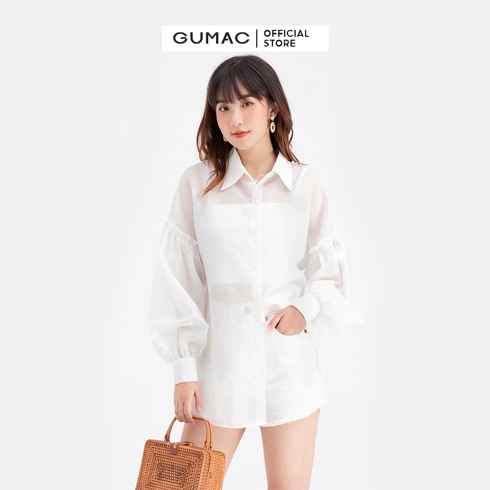 [Mã WABRGM11 giảm 10% đơn 250K] Áo sơ mi nữ phom rộng vải tơ GUMAC AB6119 | BigBuy360 - bigbuy360.vn