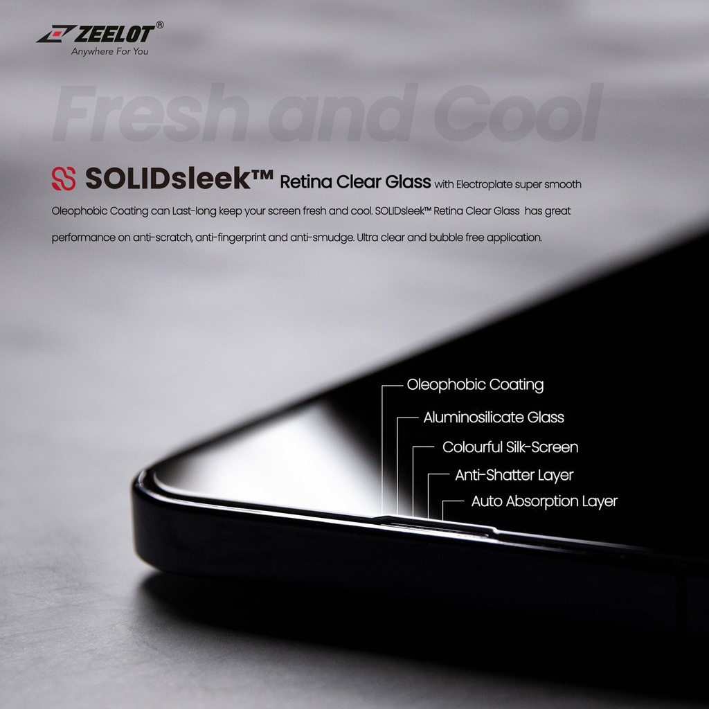 Kính Cường Lực / Chống Vân Tay / Chống Nhìn Trộm ZEELOT SOLIDSLEEK iPhone 14 / iPhone 13 Pro Max / 13 Pro / 13 / 13 Mini