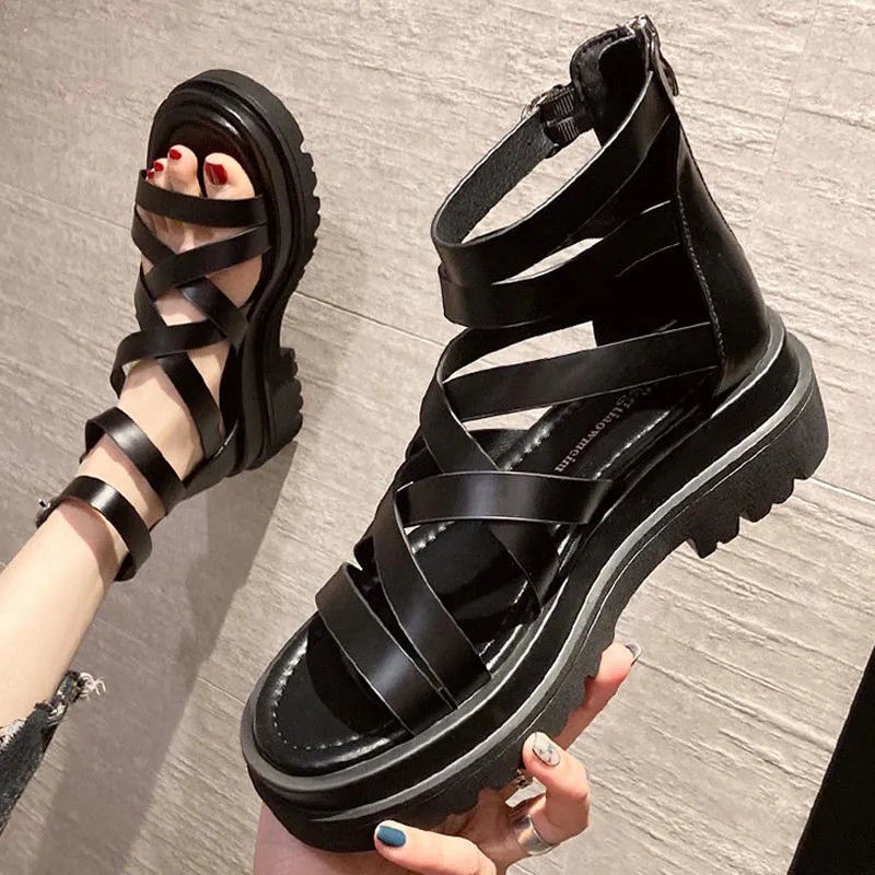 Giày Sandal Nữ Đế Xuồng Dây Đan Chéo Phiên Bản Hàn Quốc Mùa Hè Mới