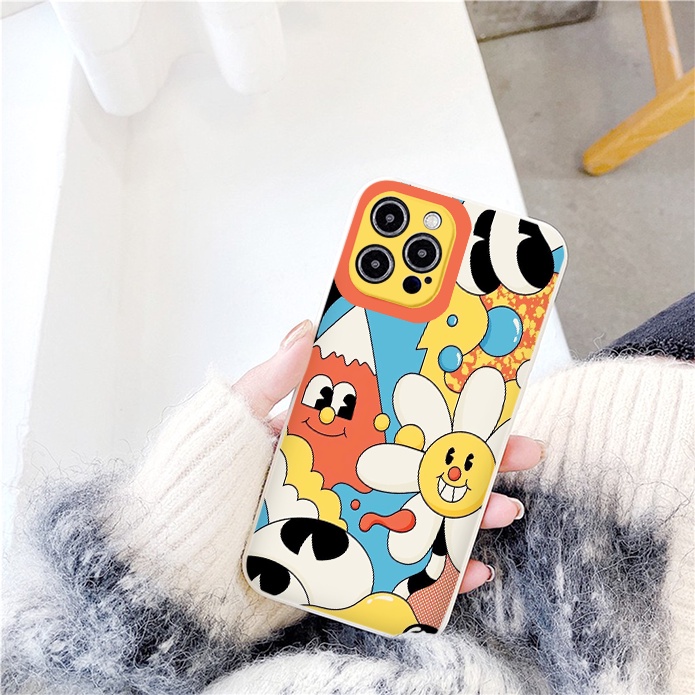 Ốp iphone cạnh vuông HOA màu sắc iphone 6splus/7/7plus/8/8plus/x/xr/xs/11/12/pro/max/plus/13promax tr373