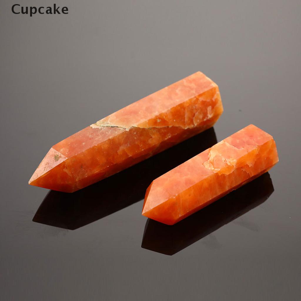 Cupcake 1pc Natural Sunstone Healing Energy Stone Quartz Tower Orange Ornament Reiki VN