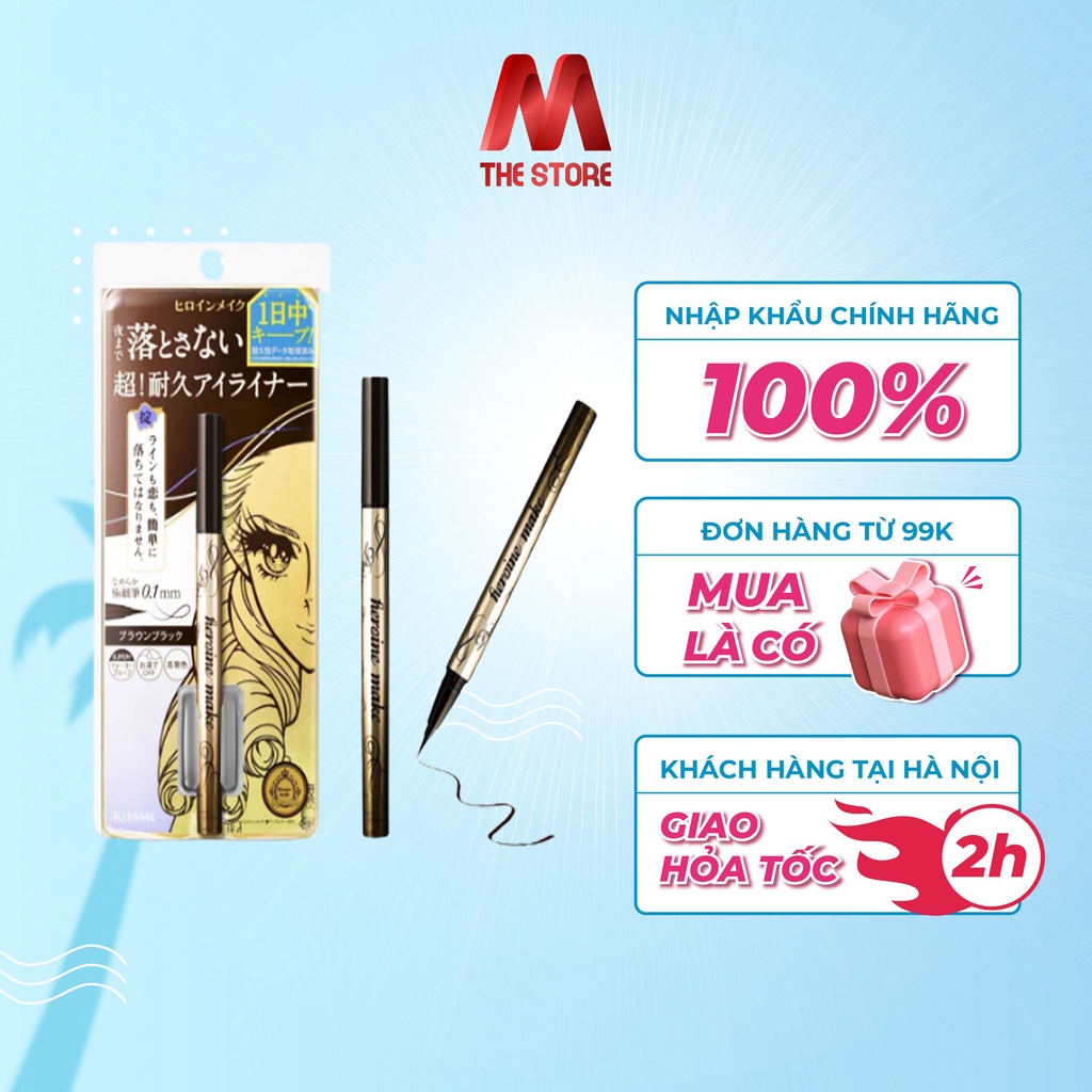 BÚT KẺ MẮT NƯỚC SIÊU BỀN TRONG 24H KISSME HEROINE NÉT SIÊU SẮC MÃNH CHỐNG TRÔI SIÊU MƯỢT MÀU NÂU ĐEN