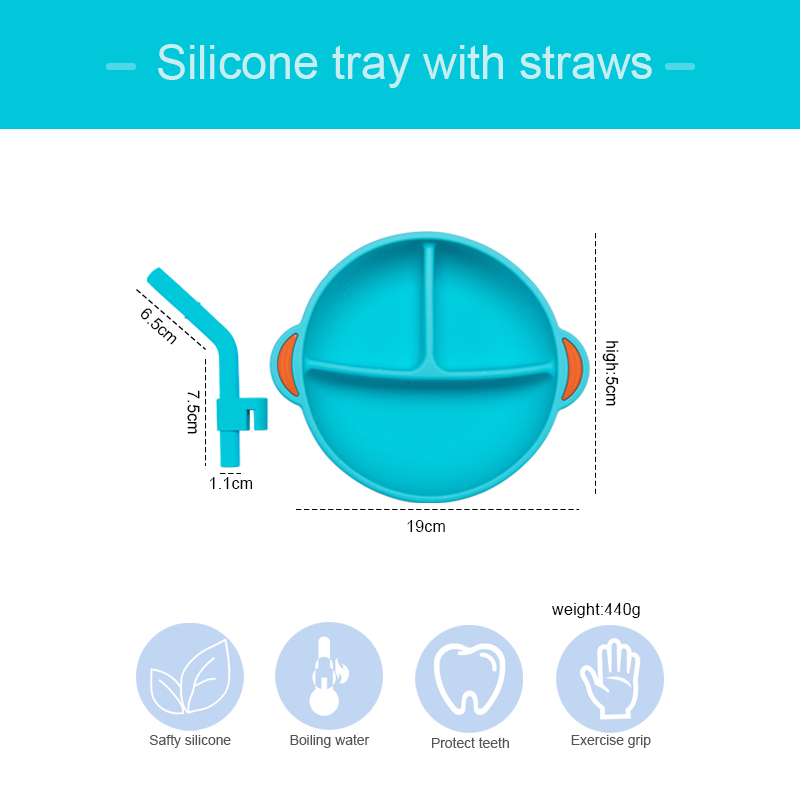 1Pc Khay ăn Dặm Silicon Trẻ Em Tìm Hiểu Bộ đồ ăn Silicone Cốc Hút Cốc Vật Liệu Cấp Thực Phẩm