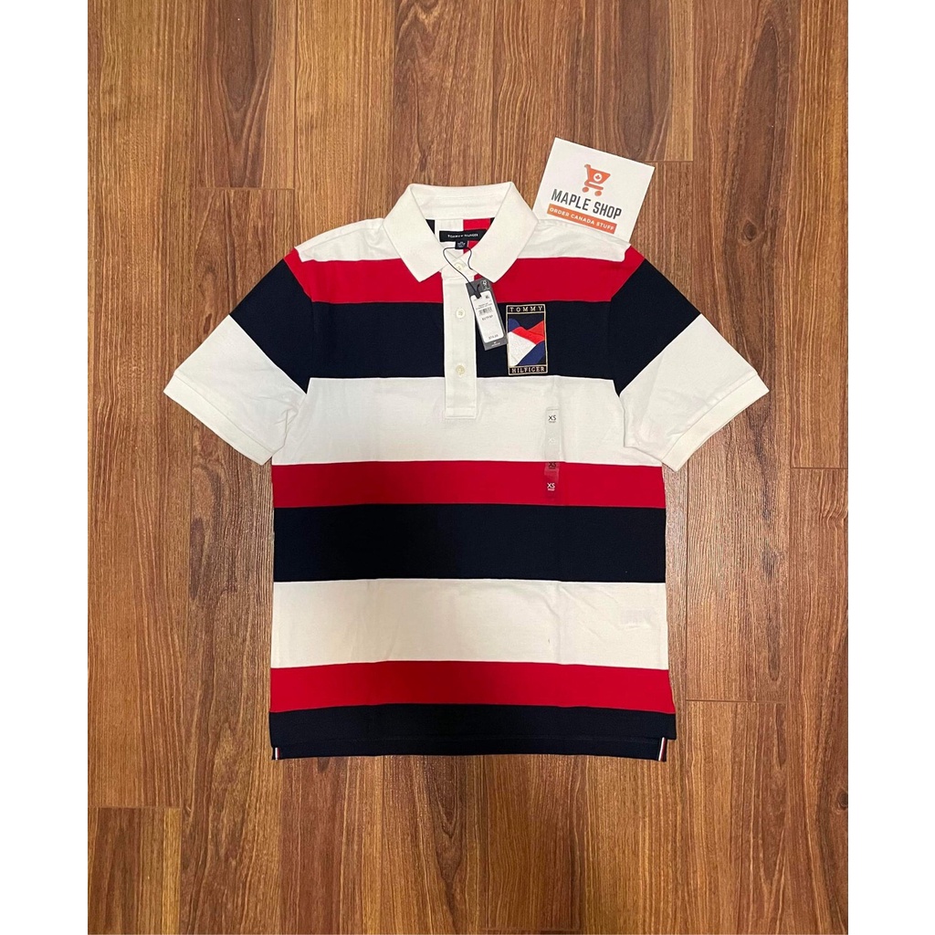 Áo Polo Tay Ngắn, Tommy Hilfiger Sọc Kẻ Ngang, Chính Hãng, Authentic 100%, Tommy Jean, Tommy Hilfiger, Polo.
