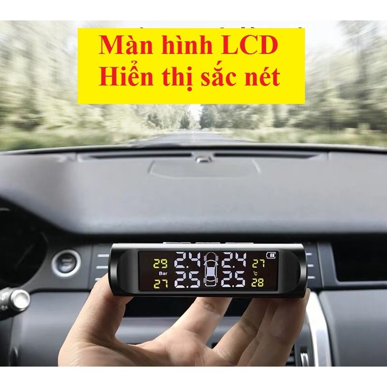 Cảm Biến Áp Suất Lốp TPMS, van ngoài,màn màu, Pin mặt trời [Tặng 4 pin Cảm Biến giá 60k]